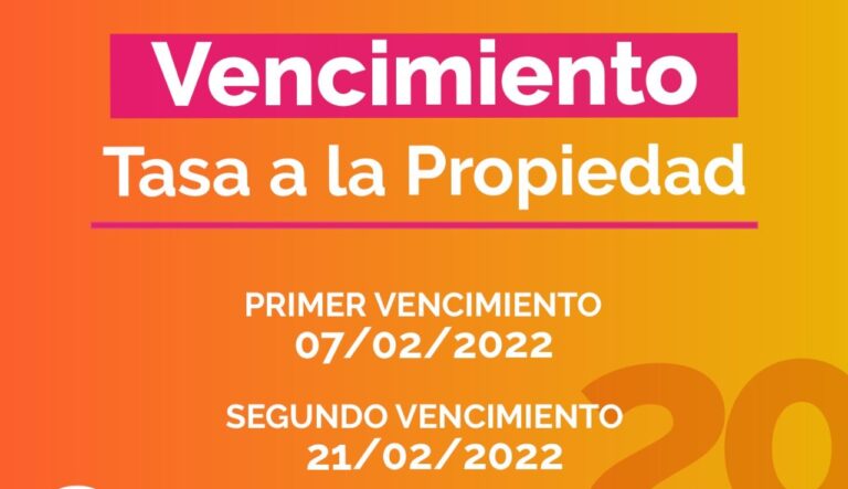 PRÓXIMO VENCIMIENTO DE TASA A LA PROPIEDAD