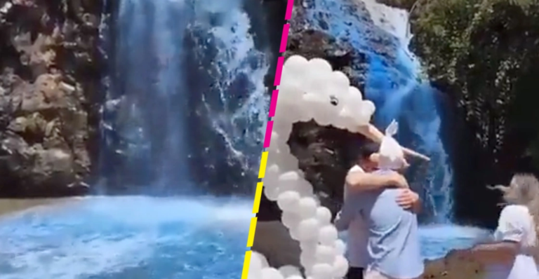 UNA PAREJA PINTÓ UNA CASCADA EN BRASIL PARA REVELAR EL SEXO DE SU BEBÉ